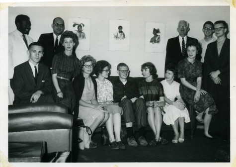 Two Hamline students were part of the SPAN group that landed in Casablanca, Morocco, in June 1962. They are Evelyn Hovda Anderson, seated on the arm of the sofa at right, and William Clute, standing at far right.