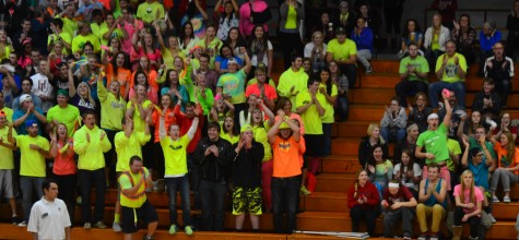 Piper fans packed the stands at Hutton Arena with neon colors to support Hamline volleyball's "neon night" theme for their homecoming game against Augsburg on Oct. 10.