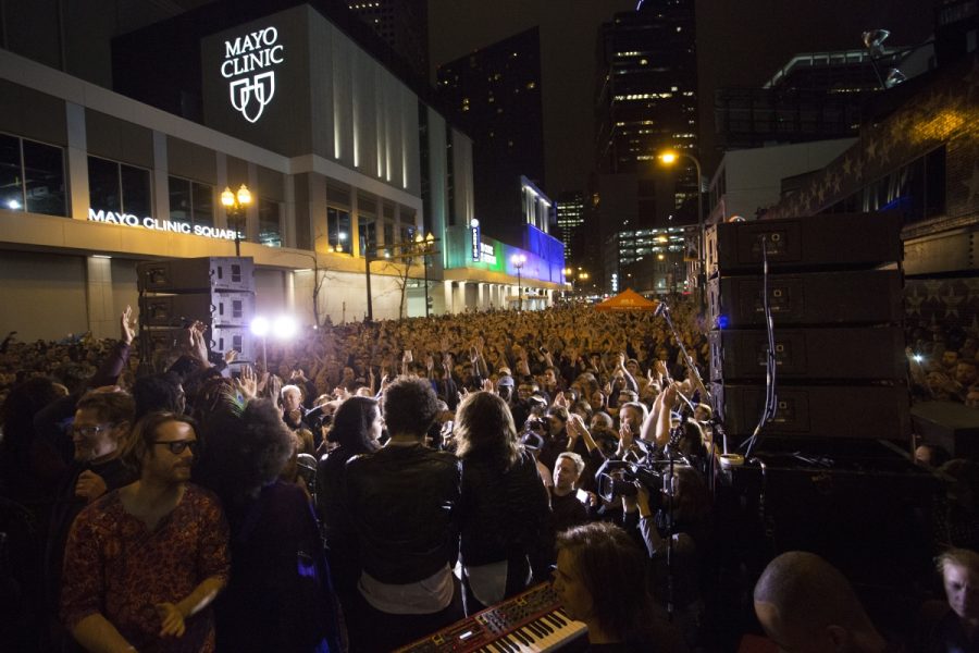 Downtown Minneapolis on Thursday, April 21. Before First Avenue & 7th St Entry hosted an all-night dance party a massive block party filled the streets.